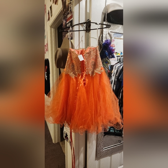 Large Orange Homecoming Dress - Picture 2 of 3